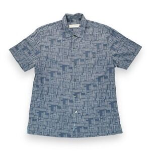 Tommy Bahama Island Zone‎ Silk Blend Short Sleeve Steel Blue Shirt Men's Large